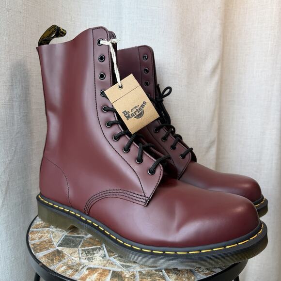 Dr. Martens 1490 Oxblood Smooth Leather 10-Eye Boots US 16 | Punk Icon | NWT Y2K - Picture 1 of 16